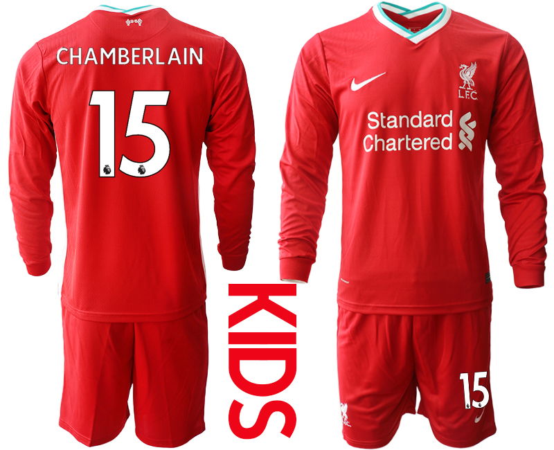 2021 Liverpool home long sleeves Youth #15 soccer jerseys
